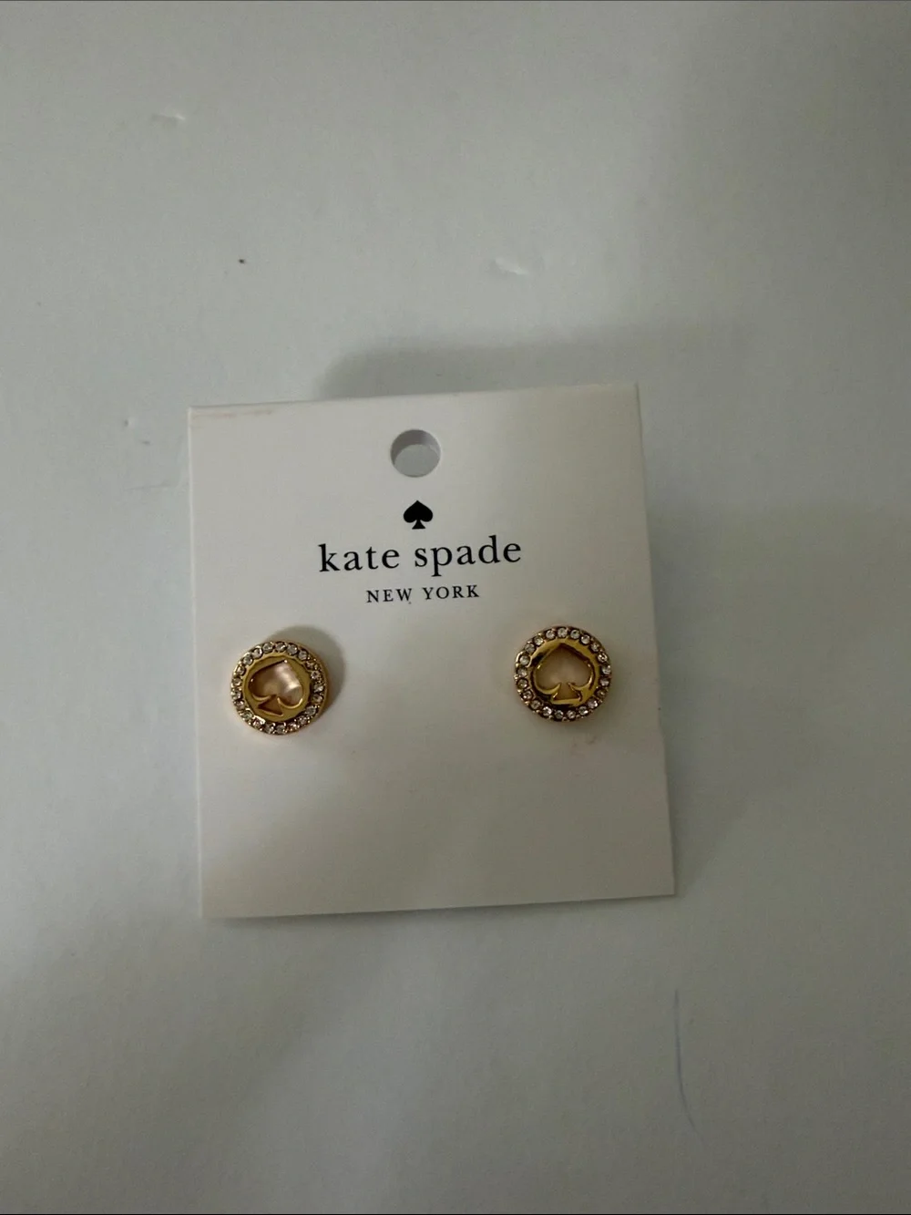 kate spade gold-tone spade crystal halo stud earrings